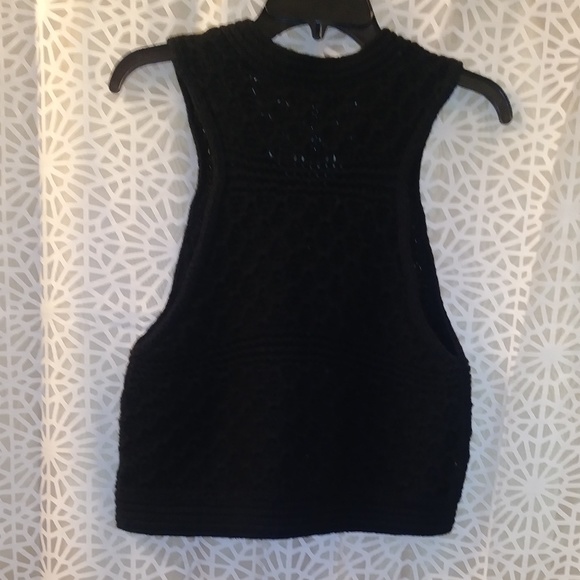 Free People Black Wool Knit Sweater Vest Button Up - Picture 4 of 7